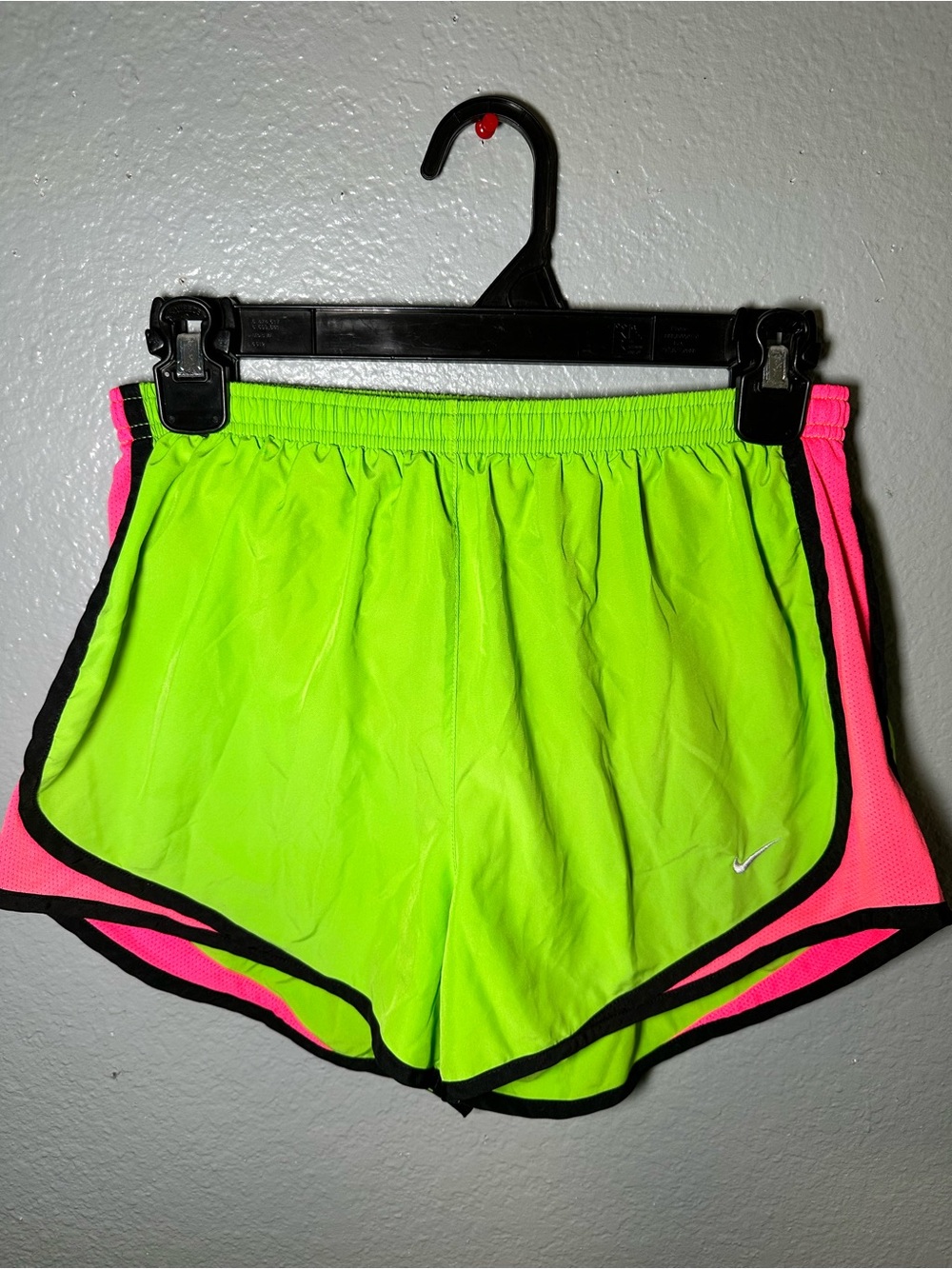 Nike Women's Dri-Fit Athletic Neon Green & Pink Running Shorts